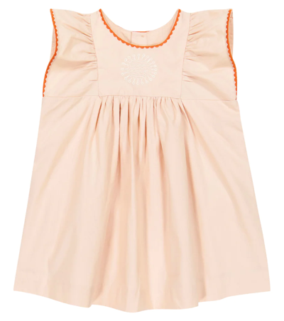 Shop Bonpoint Baby Lulu Embroidered Cotton Dress In Nude
