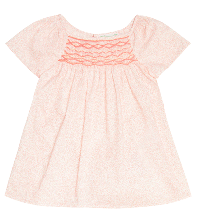 Bonpoint Kids' Liberty Print Smocked Cotton Voile Top In Poppy
