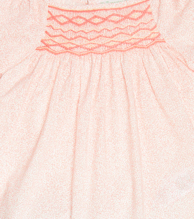 Bonpoint Kids' Liberty Print Smocked Cotton Voile Top In Poppy