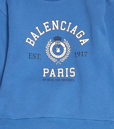 Shop Balenciaga Logo Cotton Sweatshirt In Ocean Blue