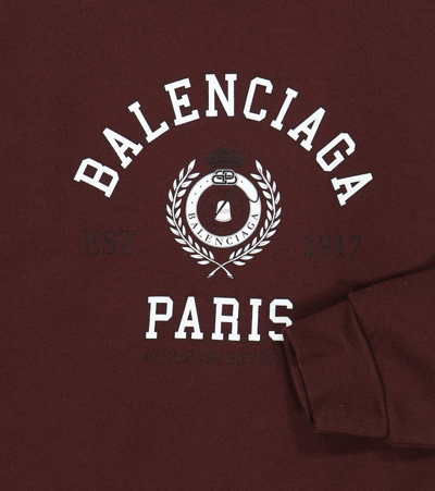 Shop Balenciaga Logo Cotton Sweatshirt In Burgundy