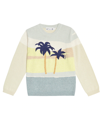 Shop Bonpoint Azuro Embroidered Sweater In Upb Bleu