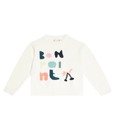 Shop Bonpoint Anumati Intarsia-knit Cotton Sweater In Off White