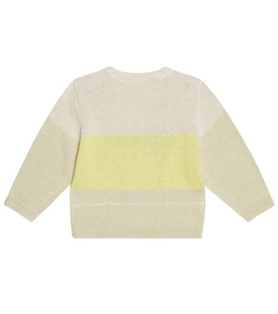 Shop Bonpoint Baby Almire Intarsia-knit Cotton And Linen-blend Sweater In Sand