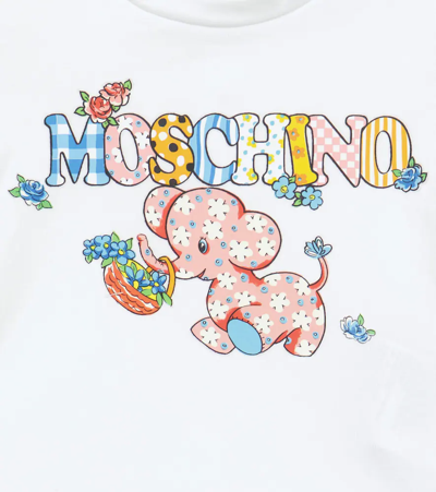 Shop Moschino Baby Cotton-blend T-shirt In White