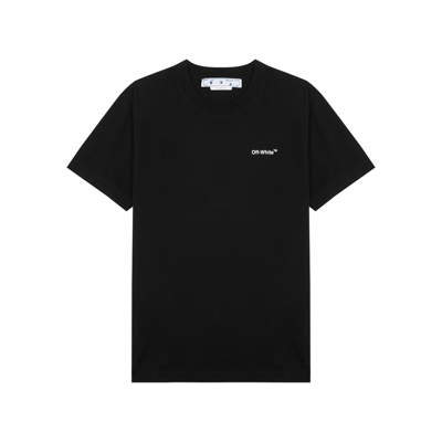 Shop Off-white Wave Diag Black Printed Cotton T-shirt