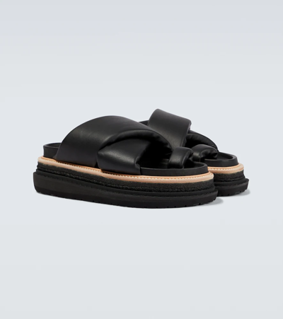 Sacai Black Multiple Sole Sandals In Schwarz | ModeSens