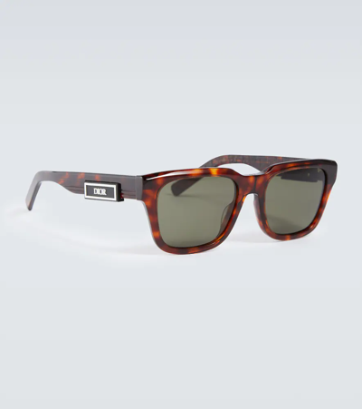 Dior B23 S1i Square Sunglasses In Dark Havana / Green