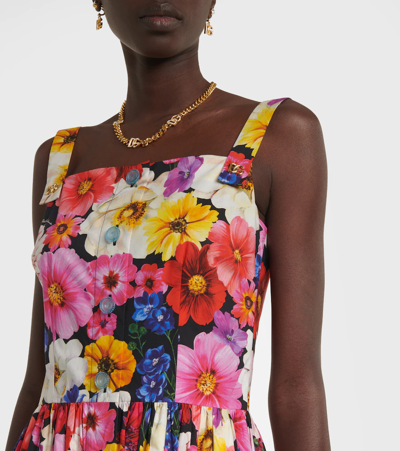 Dolce & Gabbana Floral-print Overall Midi Sundress In Giardino Fdo.nero