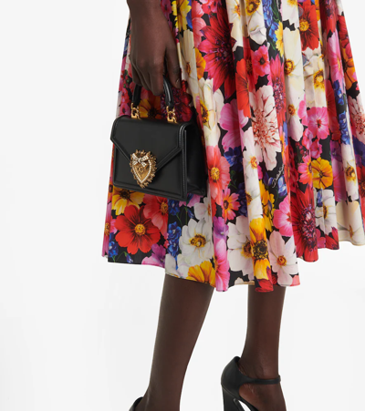 Shop Dolce & Gabbana Floral Cotton Poplin Midi Dress In Giardino Fdo.nero