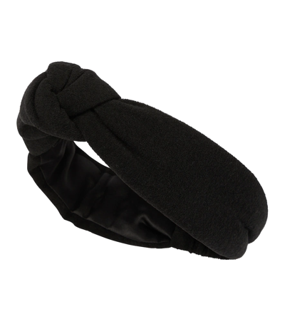 Shop Saint Laurent Knotted Cotton Headband In Black