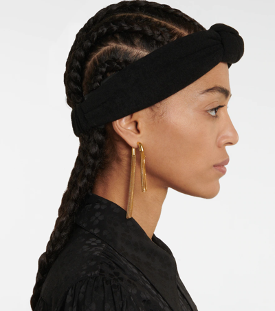 Shop Saint Laurent Knotted Cotton Headband In Black