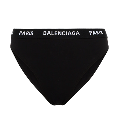 Shop Balenciaga Paris Logo Jacquard Bra In Black