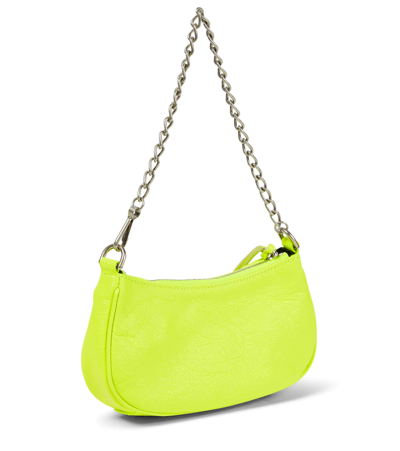Shop Balenciaga Le Cagole Mini Leather Shoulder Bag In Fluo Yellow