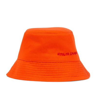 Shop Ruslan Baginskiy Embroidered Cotton Bucket Hat In Orange