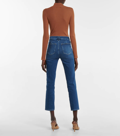Shop Frame Le Sylvie Crop High-rise Slim Jeans In Decades Blue