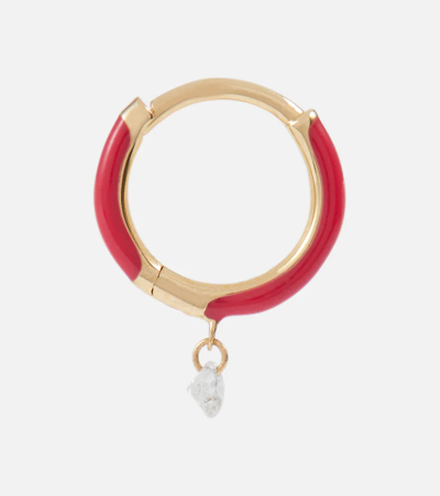 Shop Persée 18kt Gold Single Hoop Earring In Yellow Gold/pink