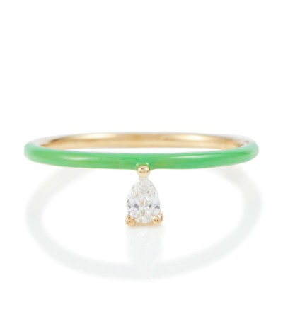 Shop Persée Danae 18kt Yellow Gold And Diamond Ring In Yellow Gold/green