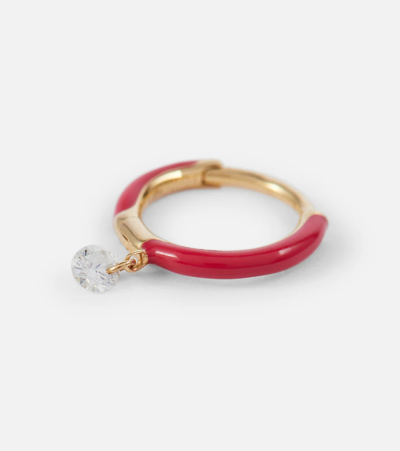 Shop Persée 18kt Gold Single Hoop Earring In Yellow Gold/pink