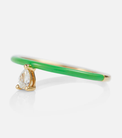 Shop Persée Danae 18kt Yellow Gold And Diamond Ring In Yellow Gold/green