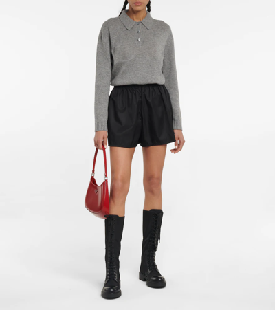 Prada Re-nylon And Leather Knee-high Boots In Nero