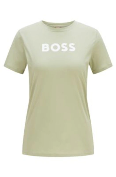 Shop Hugo Boss Logo-print T-shirt In Organic Cotton- Light Green Women's T-shirts Size S