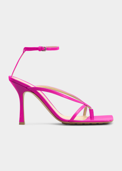 Shop Bottega Veneta Multi Strap Stretch High-heel Sandals In Hollyhock