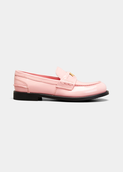 Shop Miu Miu Patent Leather Coin Penny Loafers In Rosa