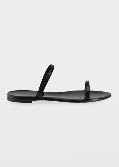 Shop Stuart Weitzman Sawyer Jelly Slide Flat Sandals In Black