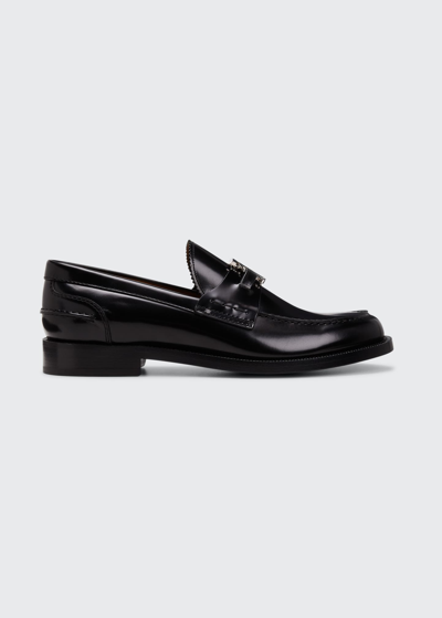 Shop Burberry Men's Fred Leather Loafers In Black