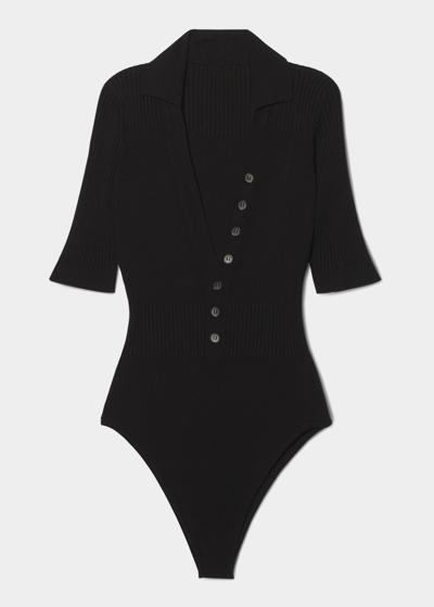 Shop Jacquemus Yauco Polo Bodysuit In Black