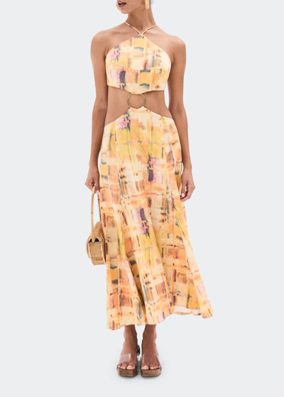 Shop Cult Gaia Nadeesha Abstract Printed Halter Neck Midi Dress In Summer Haze