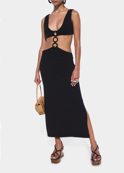 Shop Cult Gaia Mert Knit Ring-connect Bodycon Midi Dress In Black