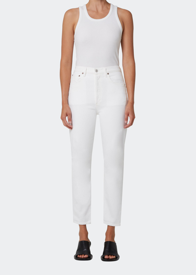 Shop Agolde Riley Cropped Straight Leg Jeans In Whip