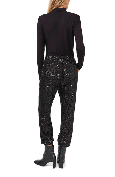 Shop Vince Camuto Sequin Pull-on Joggers In Rich Black