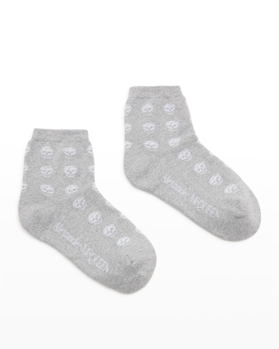 Shop Alexander Mcqueen Allover Skull Short Socks In Gray