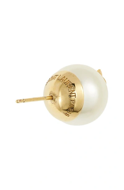 Shop Saint Laurent \ysl Mixed Size Imitation Pearl Stud Earrings In 9018 Or Laiton/ Creme