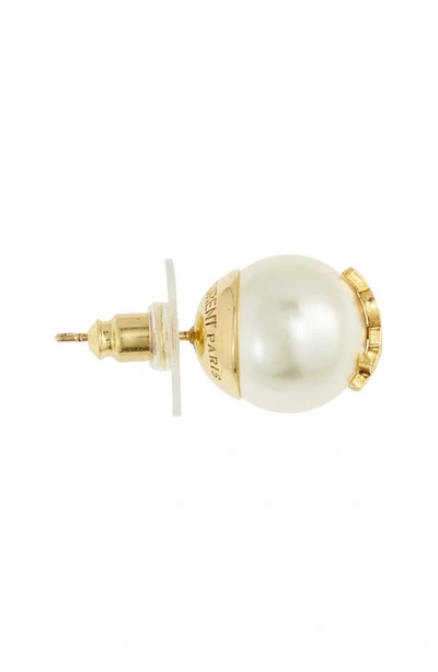 Shop Saint Laurent \ysl Mixed Size Imitation Pearl Stud Earrings In 9018 Or Laiton/ Creme