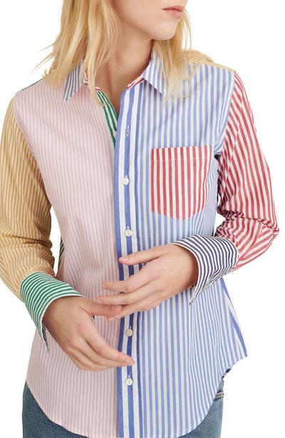 Shop Alex Mill Wyatt Mixed Stripe Button-up Shirt In Multi Stripes