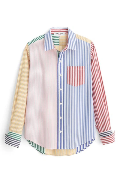Shop Alex Mill Wyatt Mixed Stripe Button-up Shirt In Multi Stripes