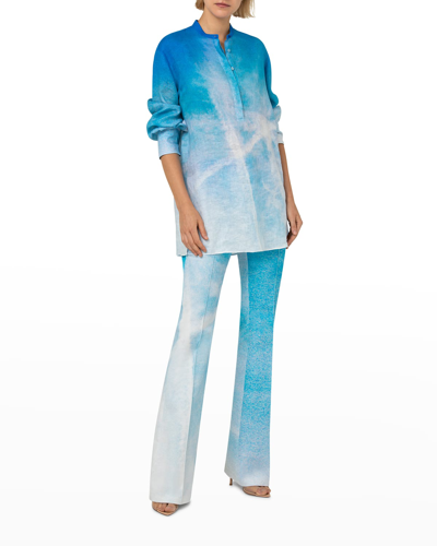 Shop Akris Farid St. Gallen Sky-print Bootcut-leg Pants