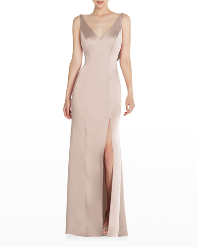 Shop After Six Draped Cowl-back Sleeveless Gown In Cameo