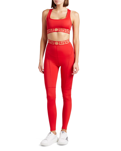 Shop Versace Iconic Medusa Sports Bra In Red
