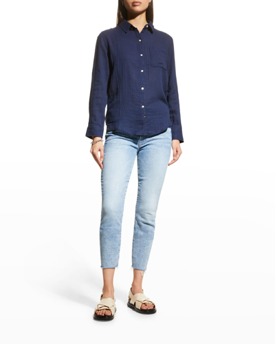 Shop Rails Ellis Organic Cotton Button-front Top In Indigo