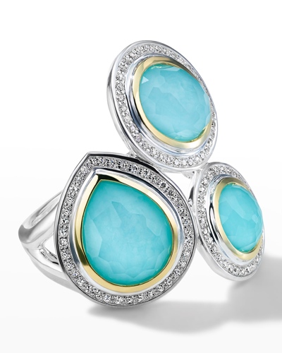 Shop Ippolita 3-stone Ring In Chimera With Diamonds In Turquoise