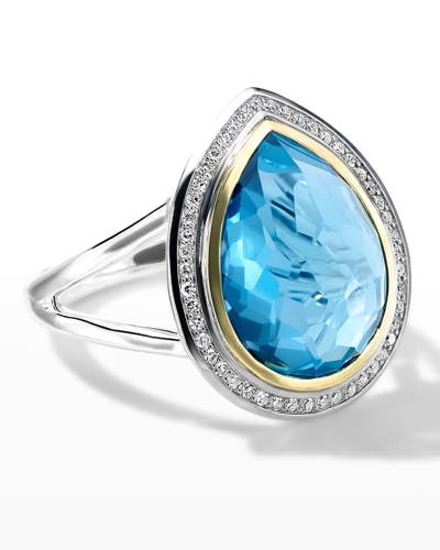 Shop Ippolita Teardrop Ring In With Diamonds In London Blue Topaz