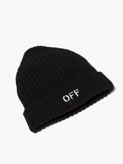 Shop Off-white Off Stamp Beanie Hat In Black
