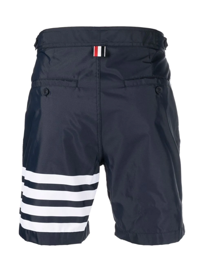 Thom Browne Four-bar Swim Tech Trunks In Blue