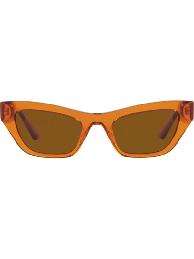 Shop Versace Cat-eye Monogram Sunglasses In Brown
