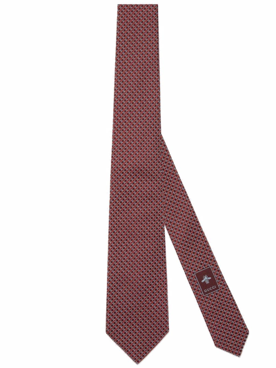 Shop Gucci Geometric G Pattern Silk Tie In Red